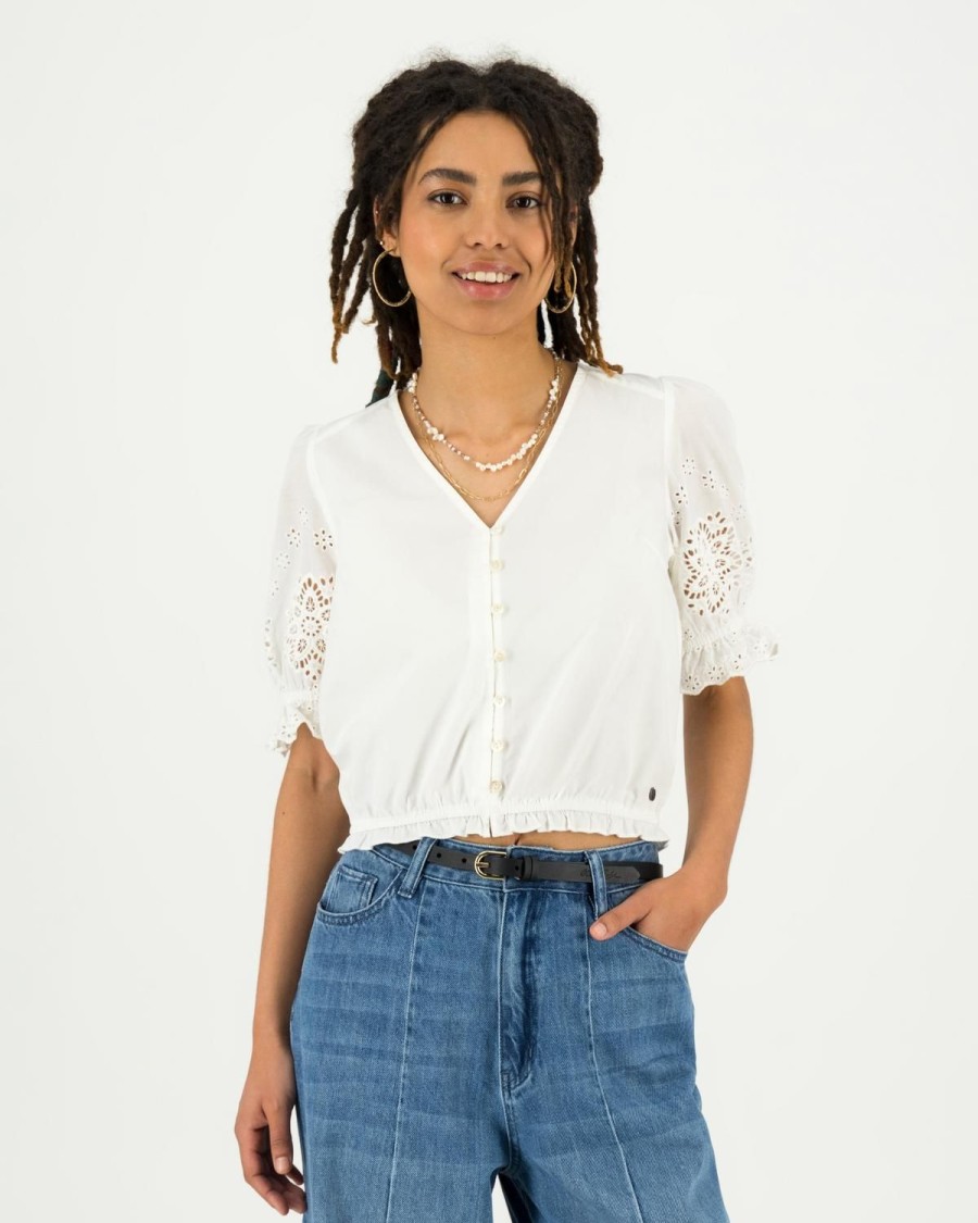 Old Khaki Shirts & Blouses | Women'S Malia Embroidered Blouse White