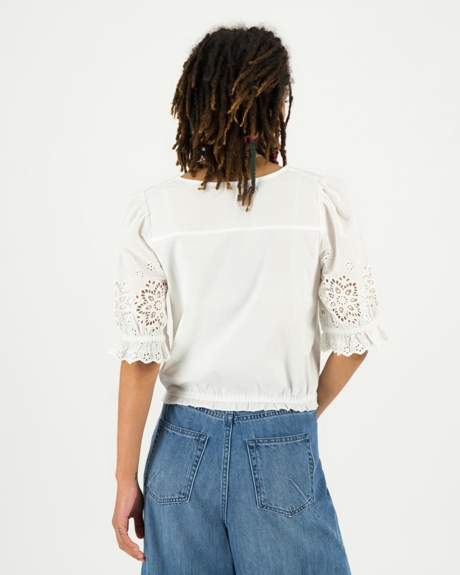 Old Khaki Shirts & Blouses | Women'S Malia Embroidered Blouse White