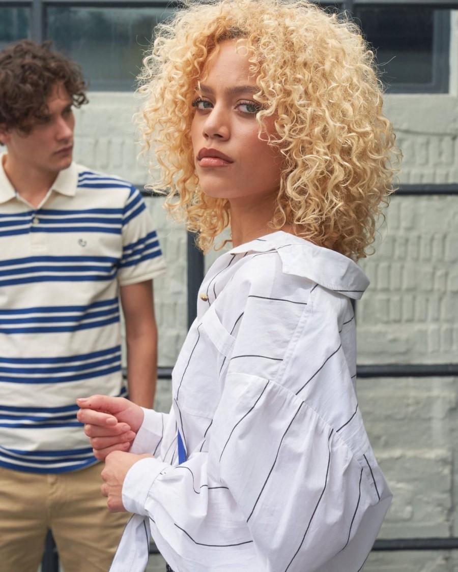 Old Khaki Shirts & Blouses | Women'S Relaxed Fit Stripe Shirt White