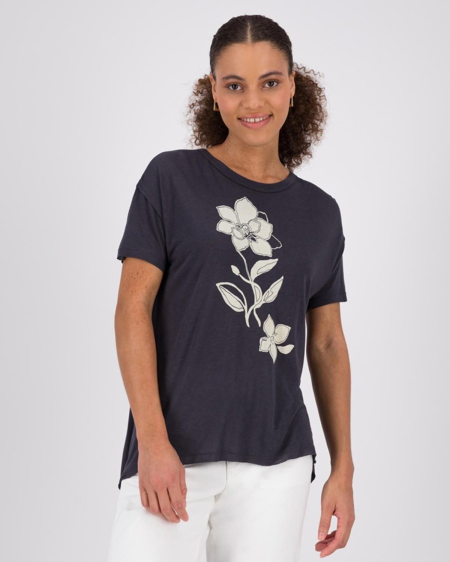 Old Khaki T-Shirts & Camis | Women'S Maisy Floral Print T-Shirt Charcoal