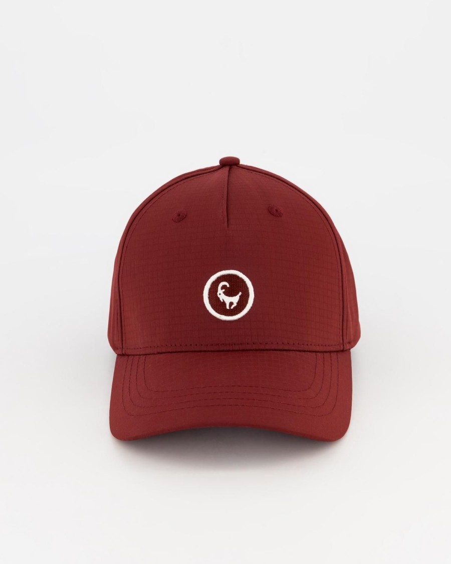 Old Khaki Headwear | Palmer Ribstop Embroidered Badge Peak Dark Red