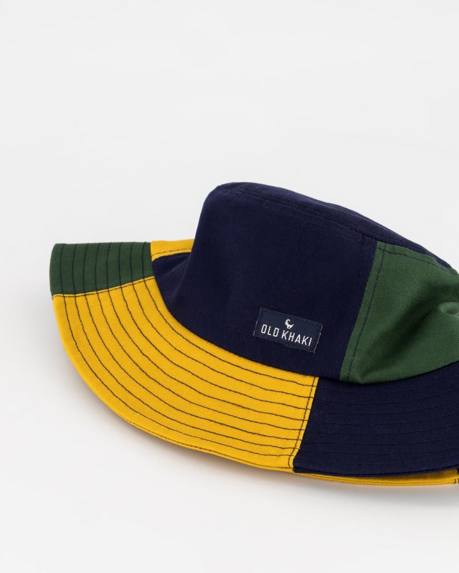 Old Khaki Headwear | Men'S Bali Colour-Block Panelled Bucket Hat Green