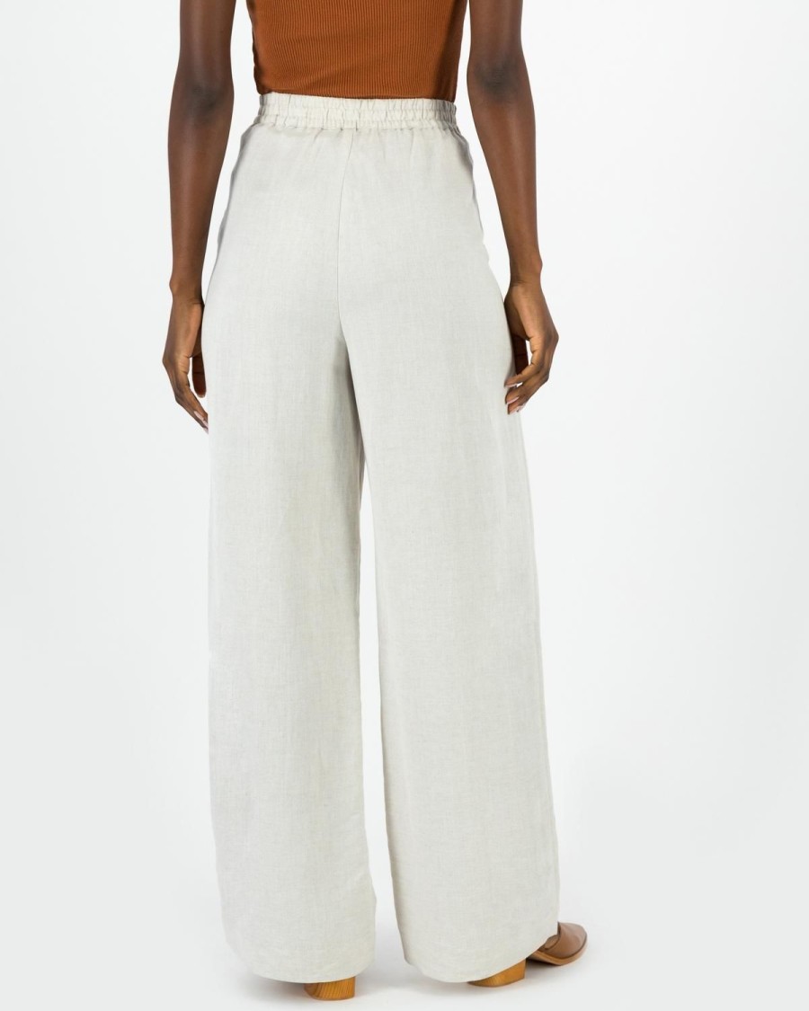 Old Khaki Pants | Women'S Ally Linen Pleated Pants Stone