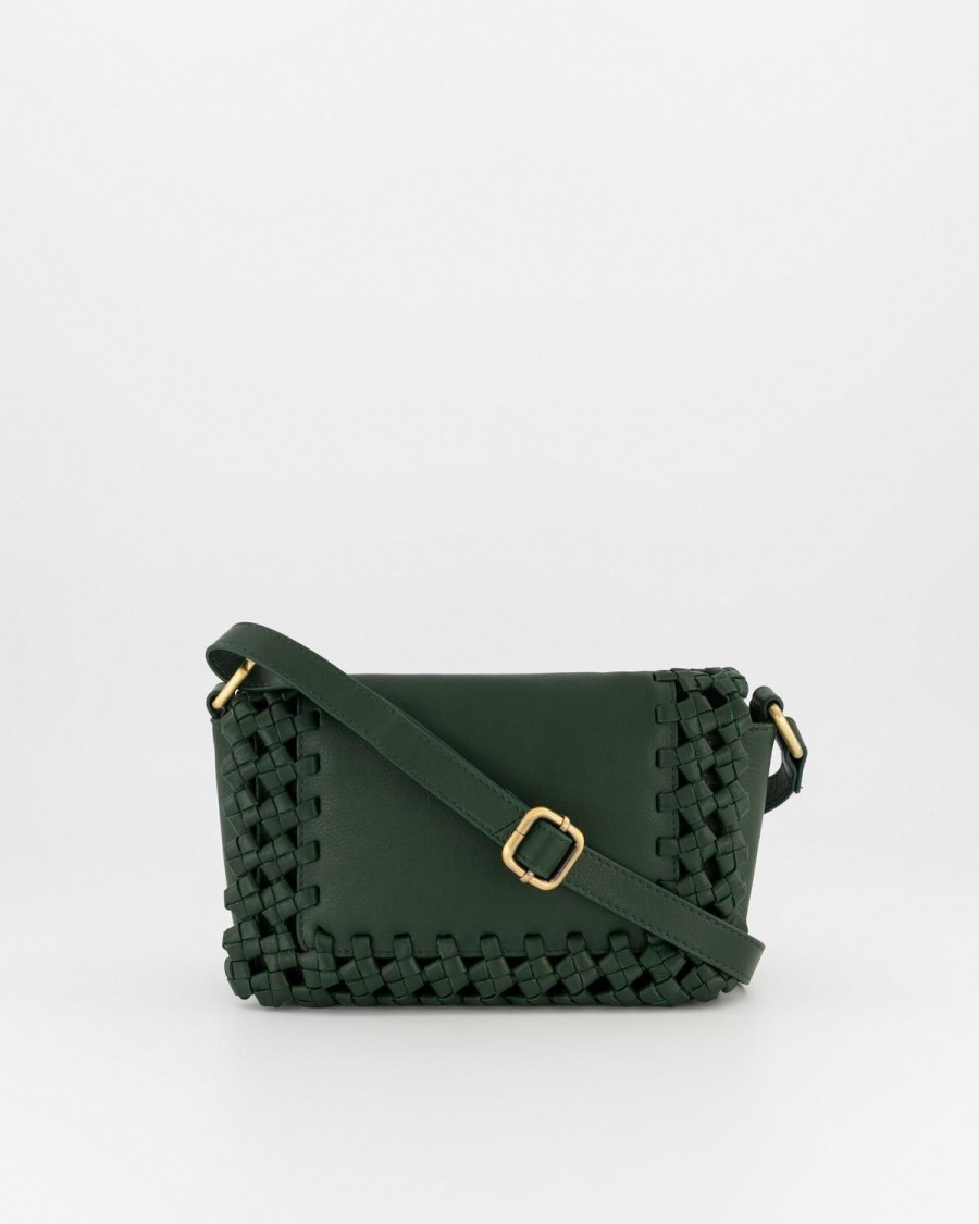 Old Khaki Bags & Purses | Women'S Cyra Knotted Border Leather Envelope Bag Green