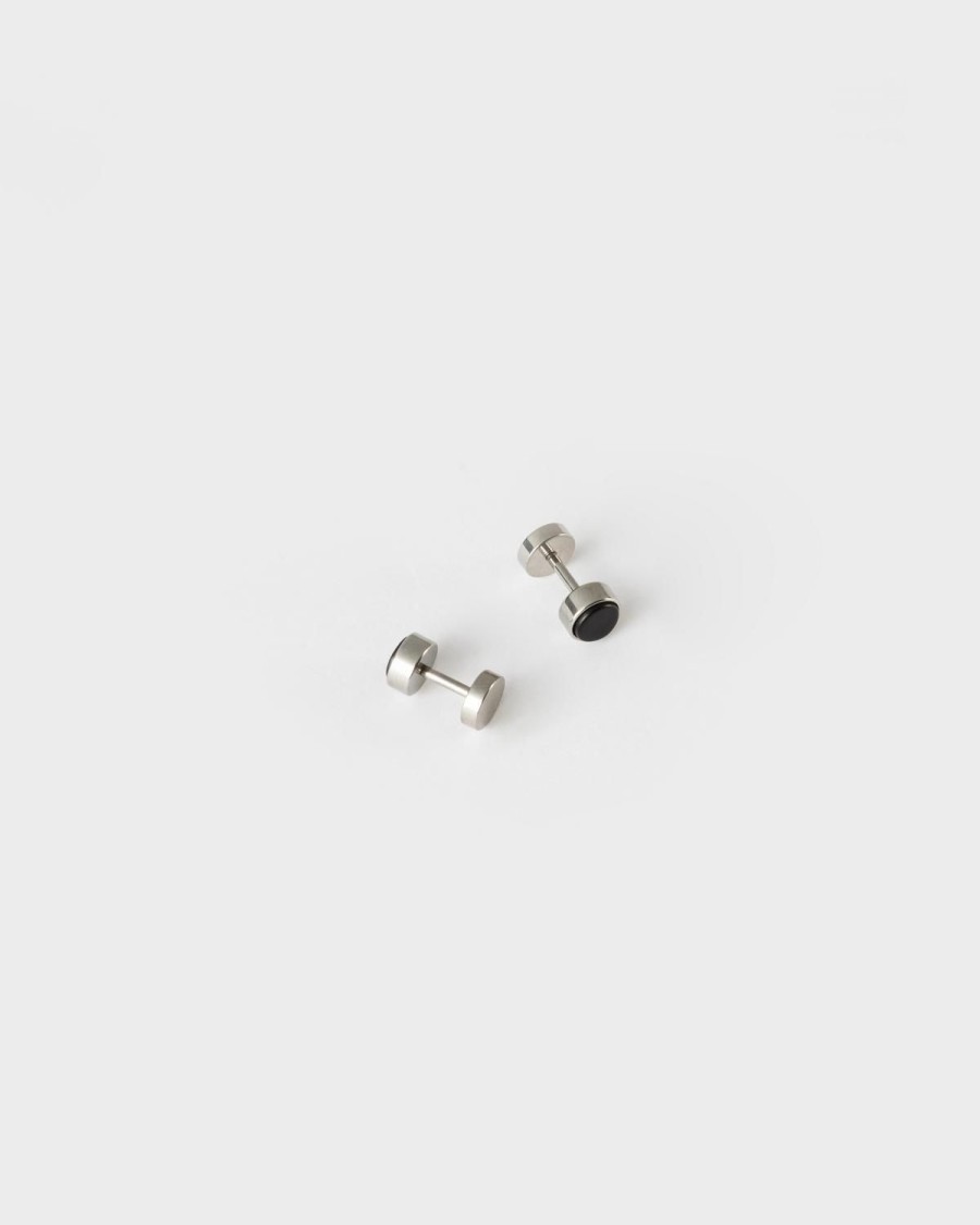 Old Khaki Jewellery | Men'S Stainless Steel Dumbbell Stud Earring Silver