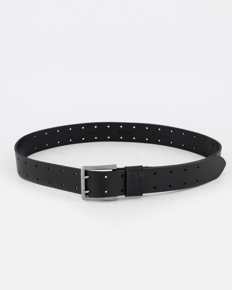 Old Khaki Belts | Fiero 2 Prong Leather Belt Black