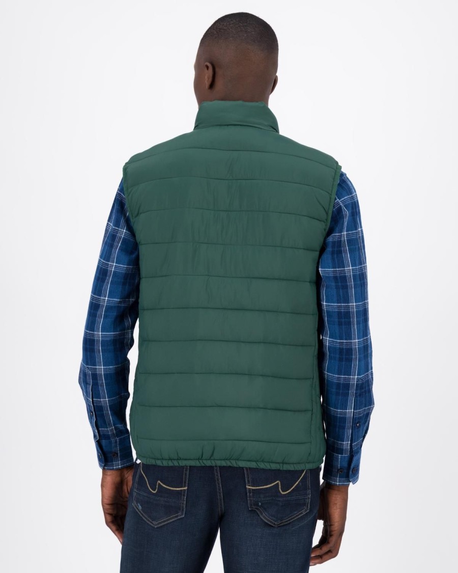 Old Khaki Jackets | Men'S Caleb Rib Stop Quilted Gilet Dark Green