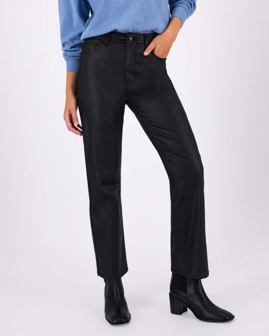 Old Khaki Pants | Women'S Amy Coated Straight Leg Pants Black