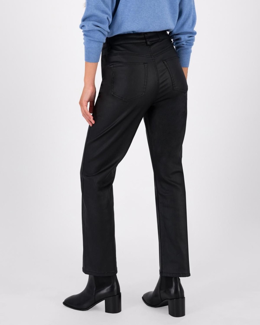 Old Khaki Pants | Women'S Amy Coated Straight Leg Pants Black