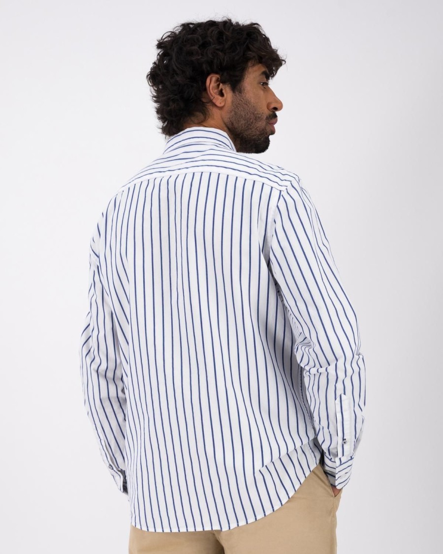 Old Khaki Shirts | Men'S Denton Stripe Slim Fit Shirt White