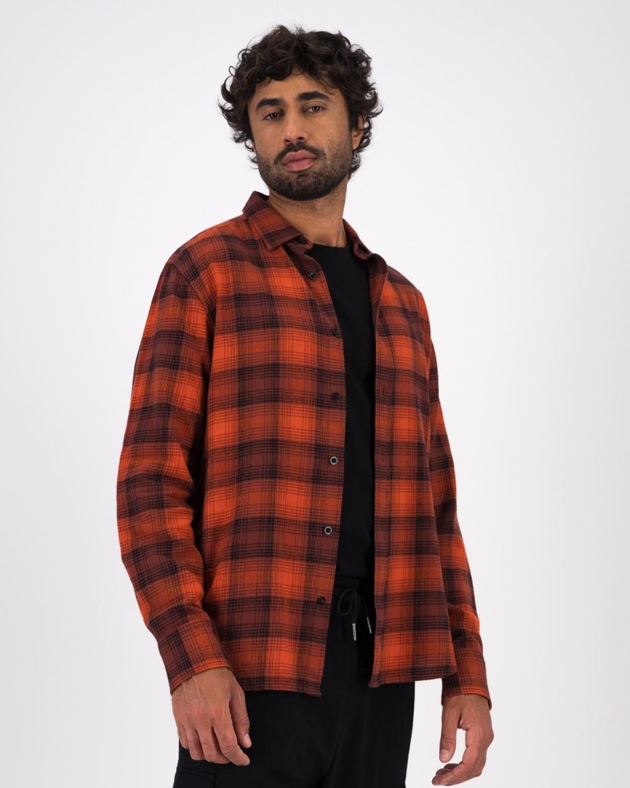 Old Khaki Shirts | Men'S Vian Warm Handle Check Shirt Orange