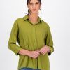 Old Khaki Shirts & Blouses | Women'S Terry Relaxed Fit Shirt- Green