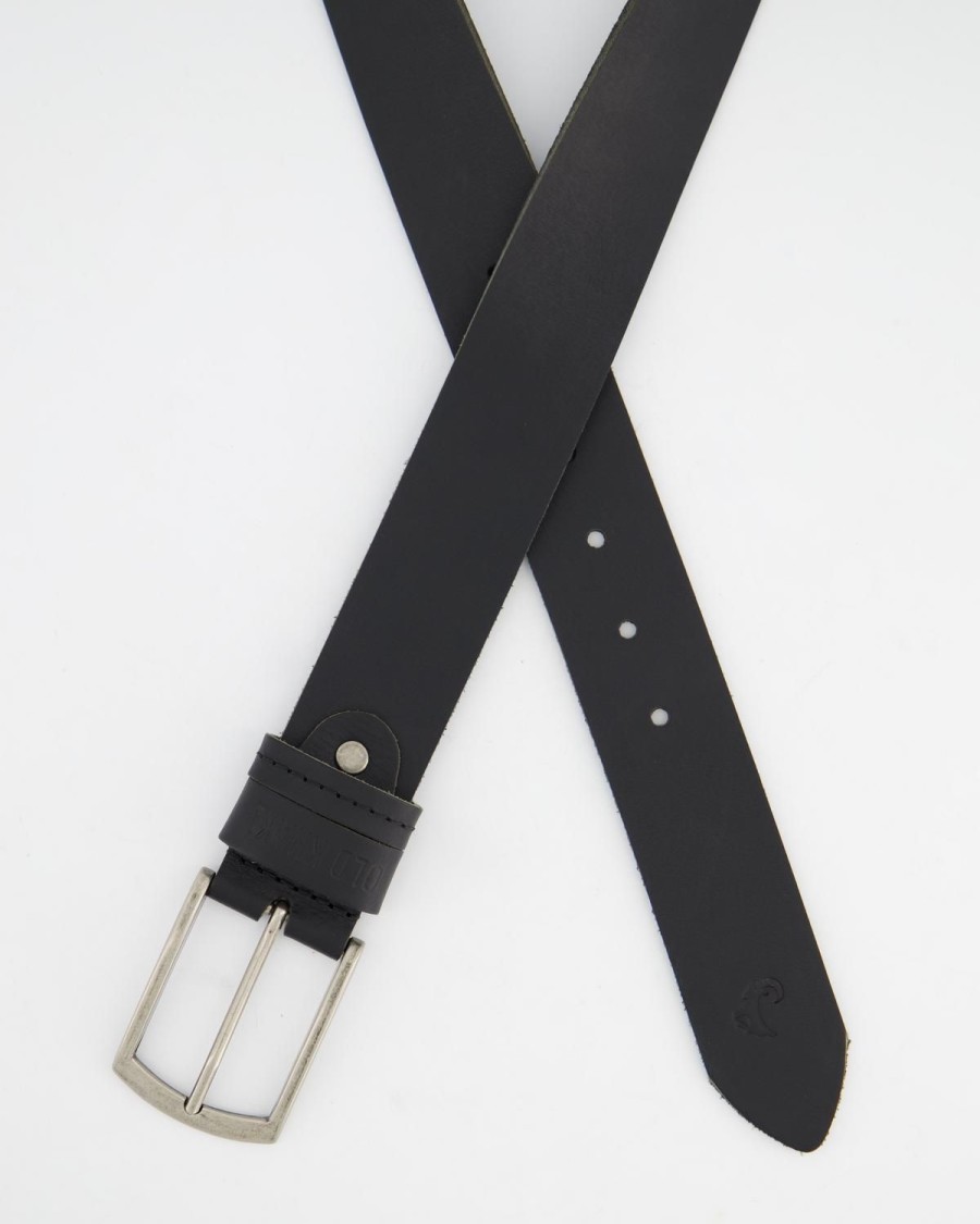 Old Khaki Belts | Cyprus Stud And Loop Detail Leather Belt Black