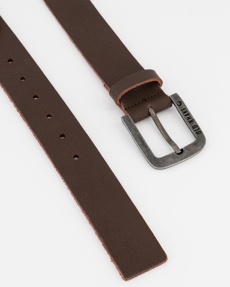 Old Khaki Belts | Men'S Bennett Branded Leather Belt Brown