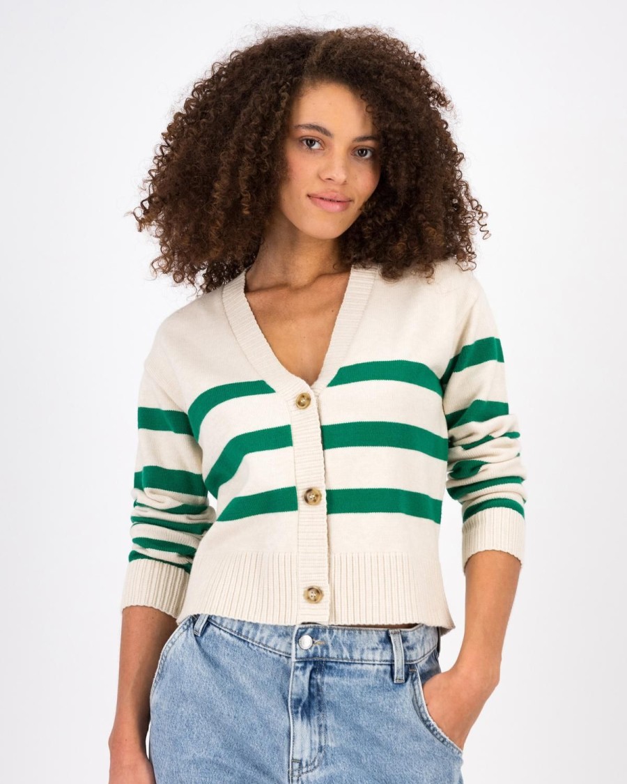 Old Khaki Knitwear & Sweats | Women'S Trixie Stripe Knit Cardigan Milk