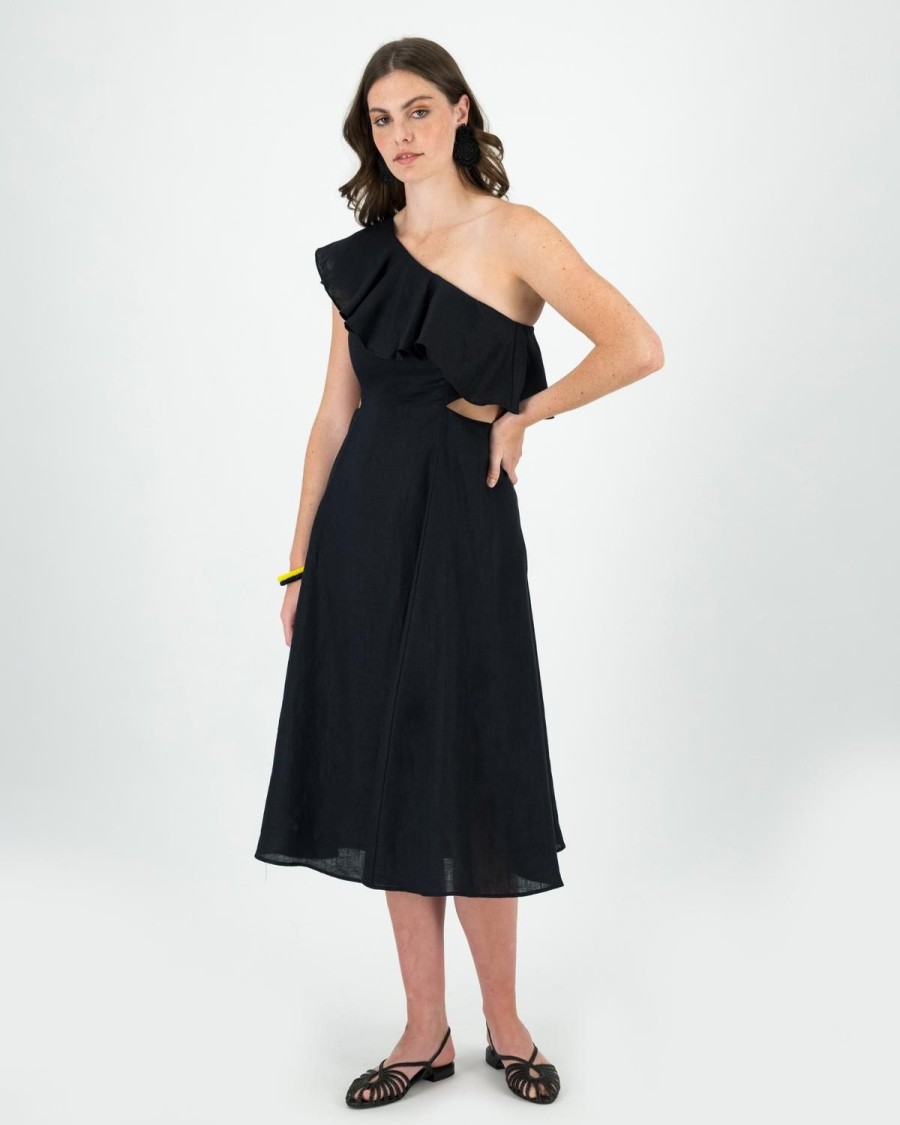 Old Khaki Dresses & Jumpsuits | Women'S Lima One-Shoulder Dress Black