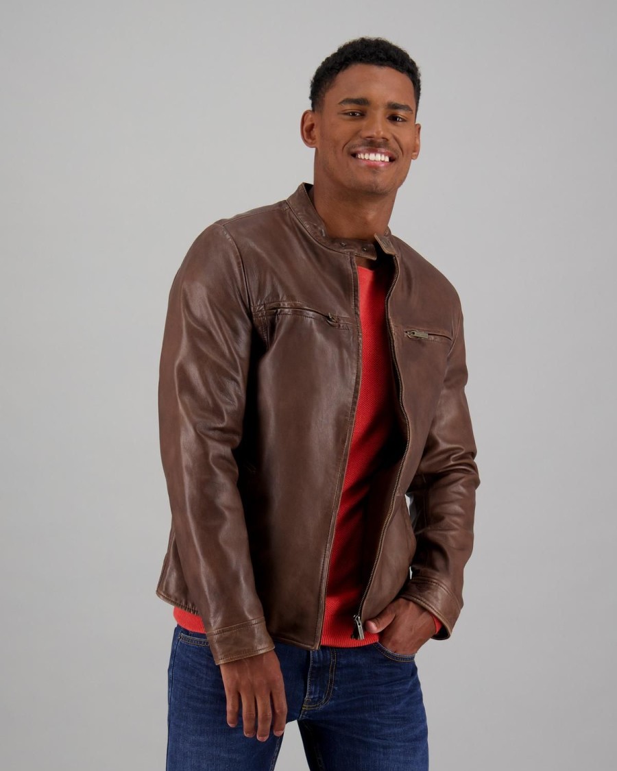 Old Khaki Jackets | Men'S Gino Leather Jacket Tan