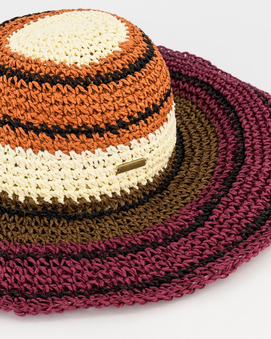 Old Khaki Beanies, Hats & Caps | Women'S Danel Striped Straw Wide Brim Hat