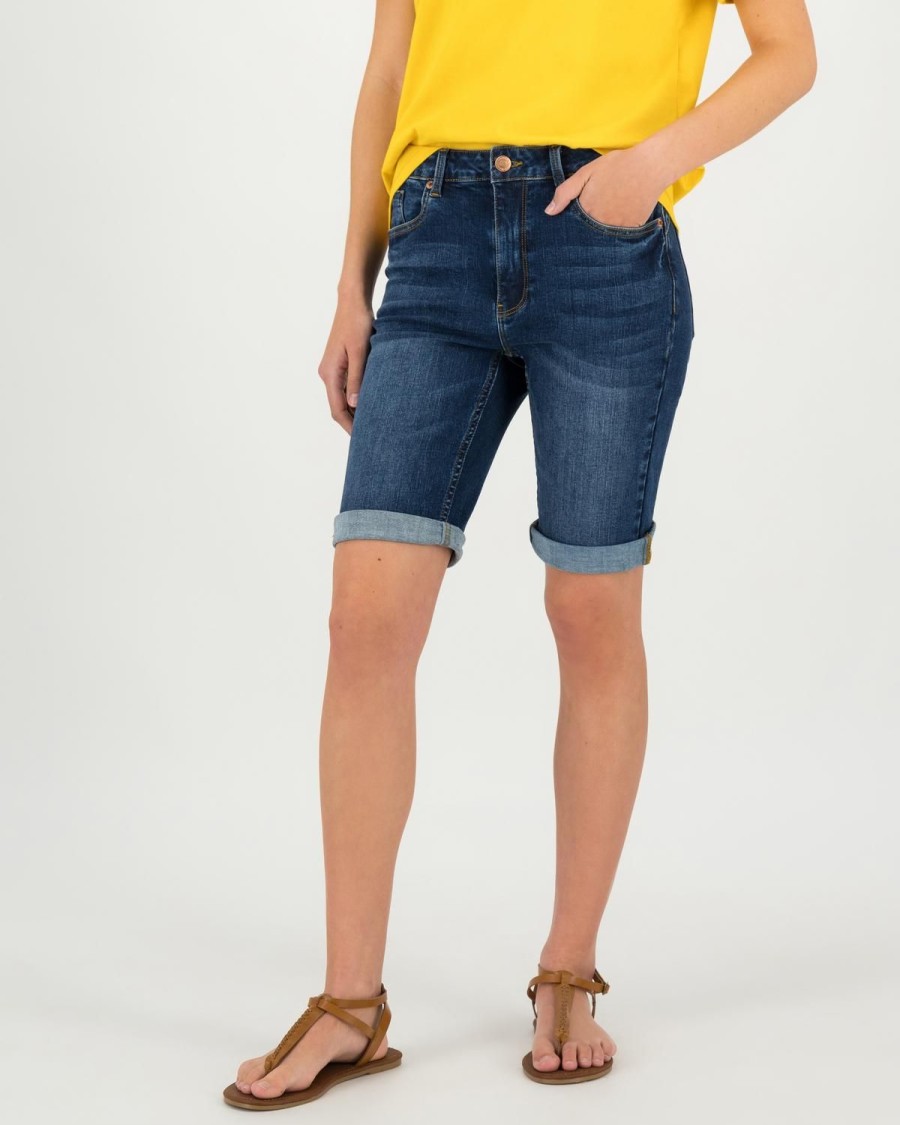 Old Khaki Denim | Women'S Trina Denim Shorts Mid Blue