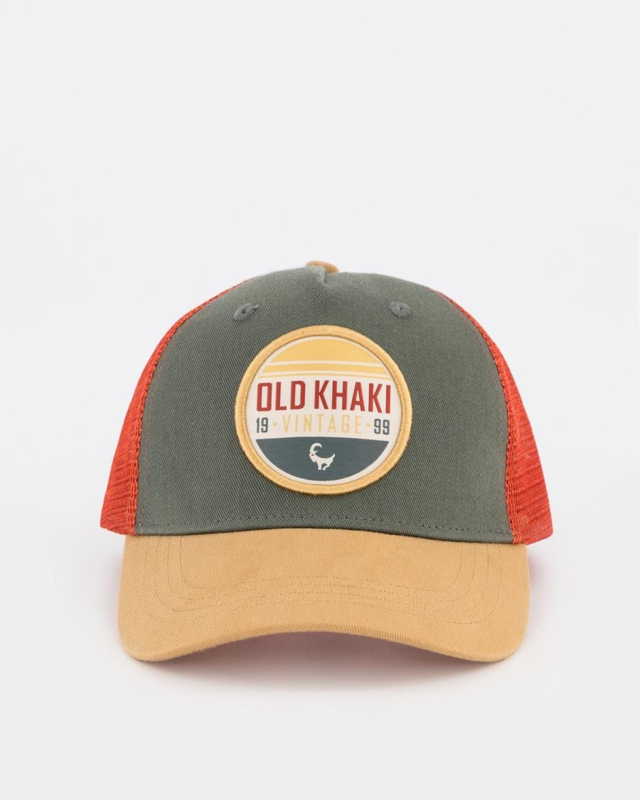 Old Khaki Headwear | Men'S Griffin Retro Badge Trucker Cap Orange