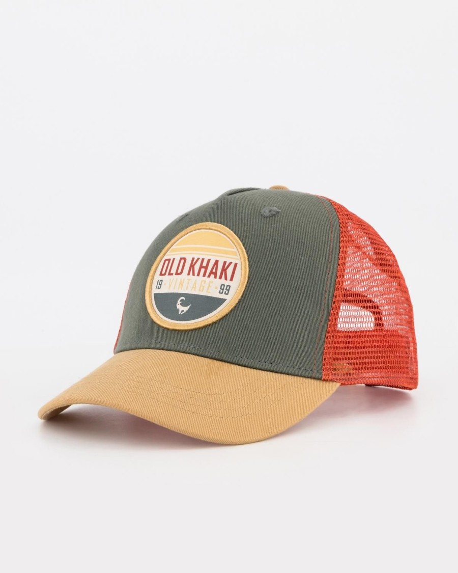 Old Khaki Headwear | Men'S Griffin Retro Badge Trucker Cap Orange