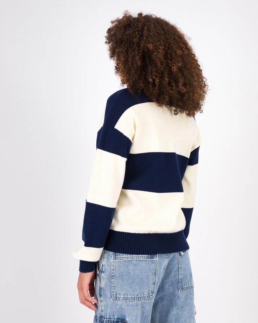 Old Khaki Knitwear & Sweats | Women'S Marie Stripe Golfer Navy