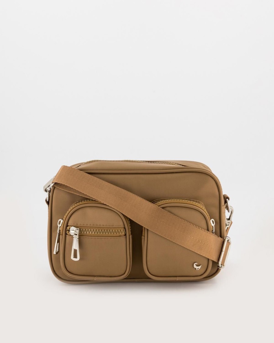 Old Khaki Bags & Purses | Women'S Elia Double Pocket Crossbody Bag Tan