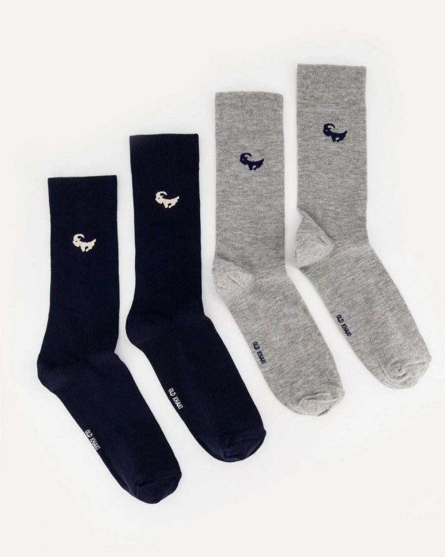 Old Khaki Socks & Underwear | Men'S 2-Pack Finn Branded Socks Grey