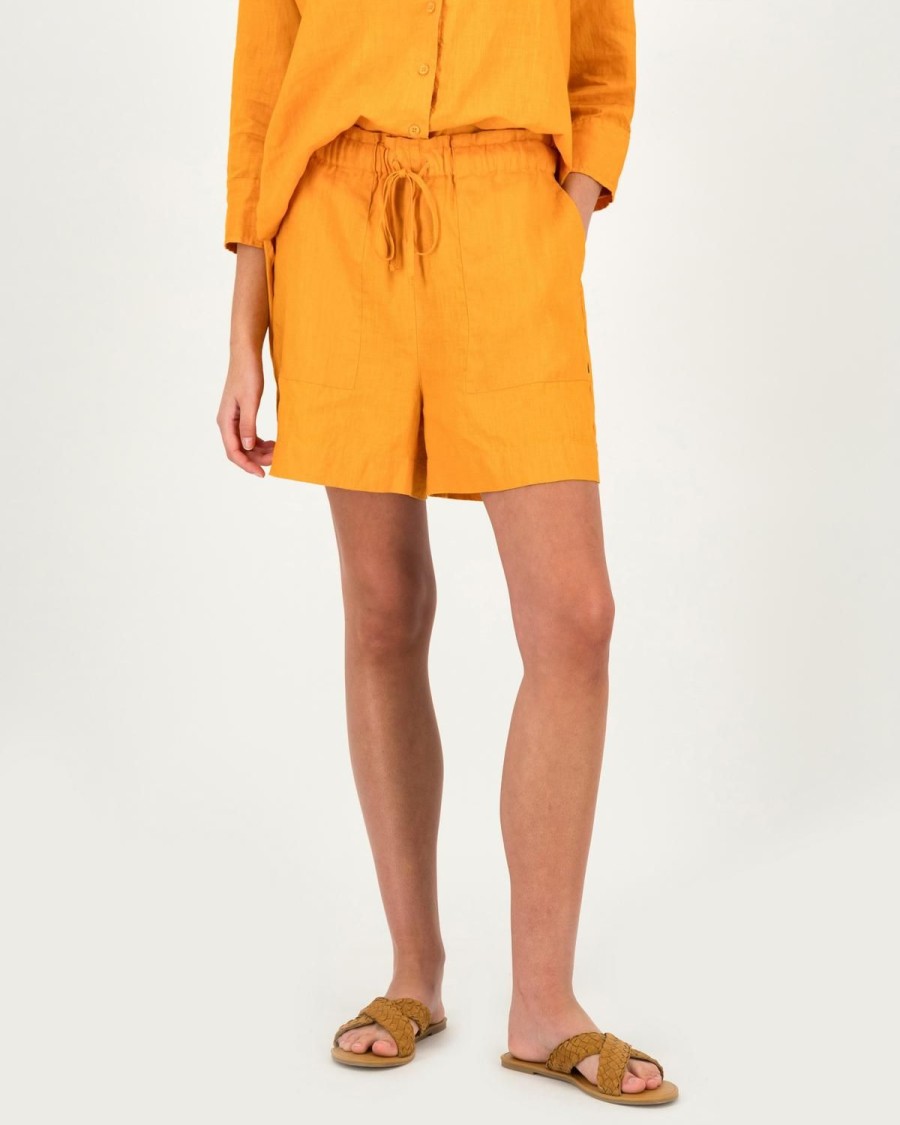 Old Khaki Shorts | Women'S Maya Linen Shorts Orange