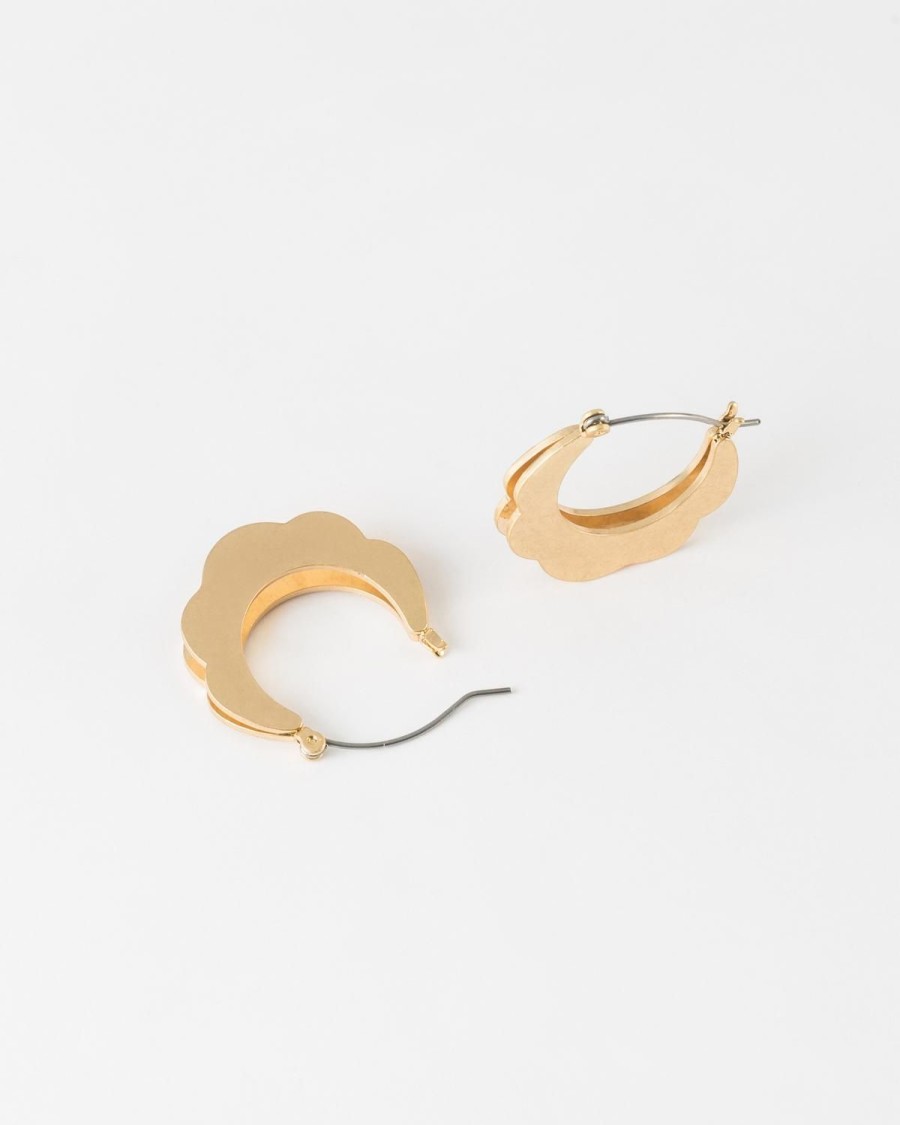 Old Khaki Jewellery | Women'S Scallop Loop Drop Earrings Gold