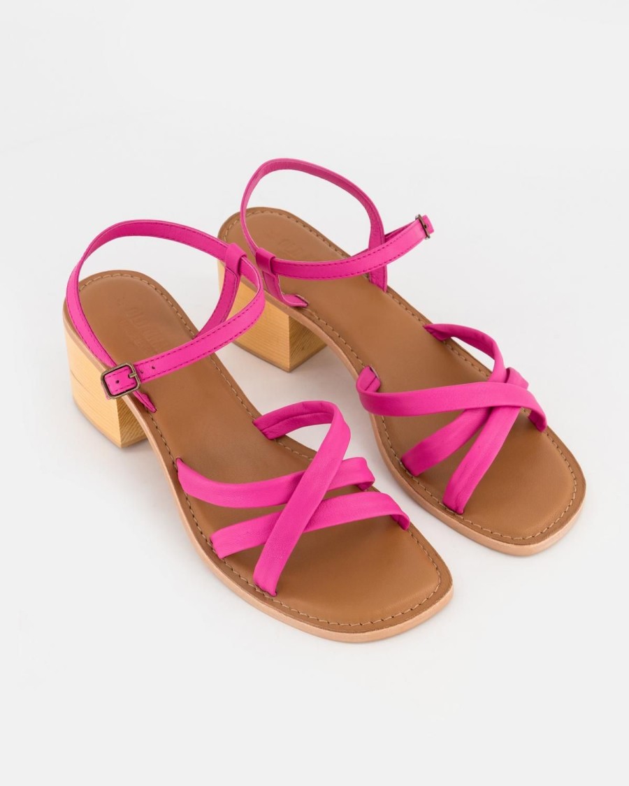 Old Khaki Wedges & Flats | Women'S Christina Leather Heel Fuchsia