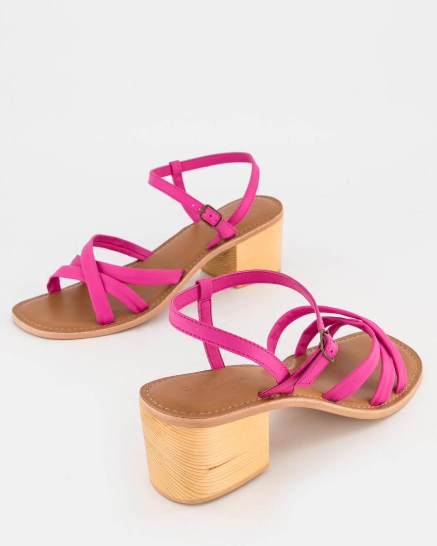 Old Khaki Wedges & Flats | Women'S Christina Leather Heel Fuchsia