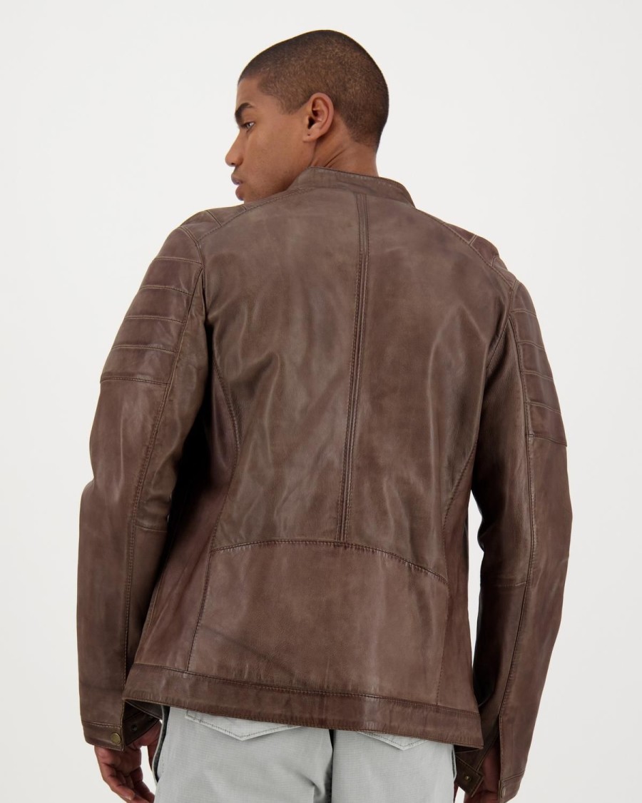 Old Khaki Jackets | Men'S Cam Leather Jacket Brown