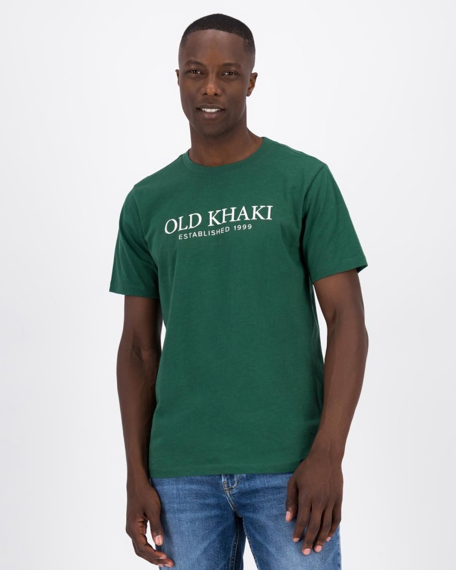 Old Khaki T-Shirts | Men'S Archie Slub Cotton Standard Fit T-Shirt Dark Green