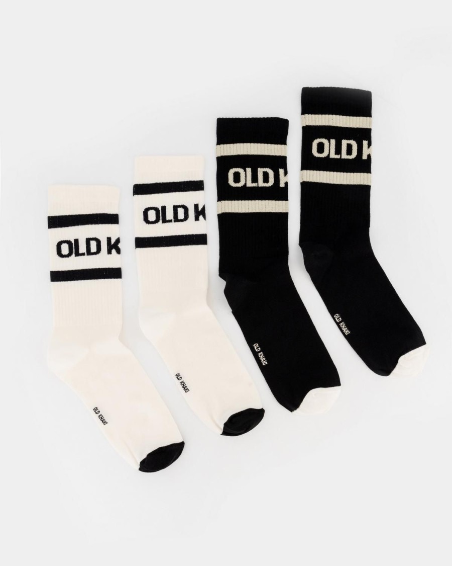 Old Khaki Socks & Underwear | Men'S 2-Pack Bart Branded Socks White