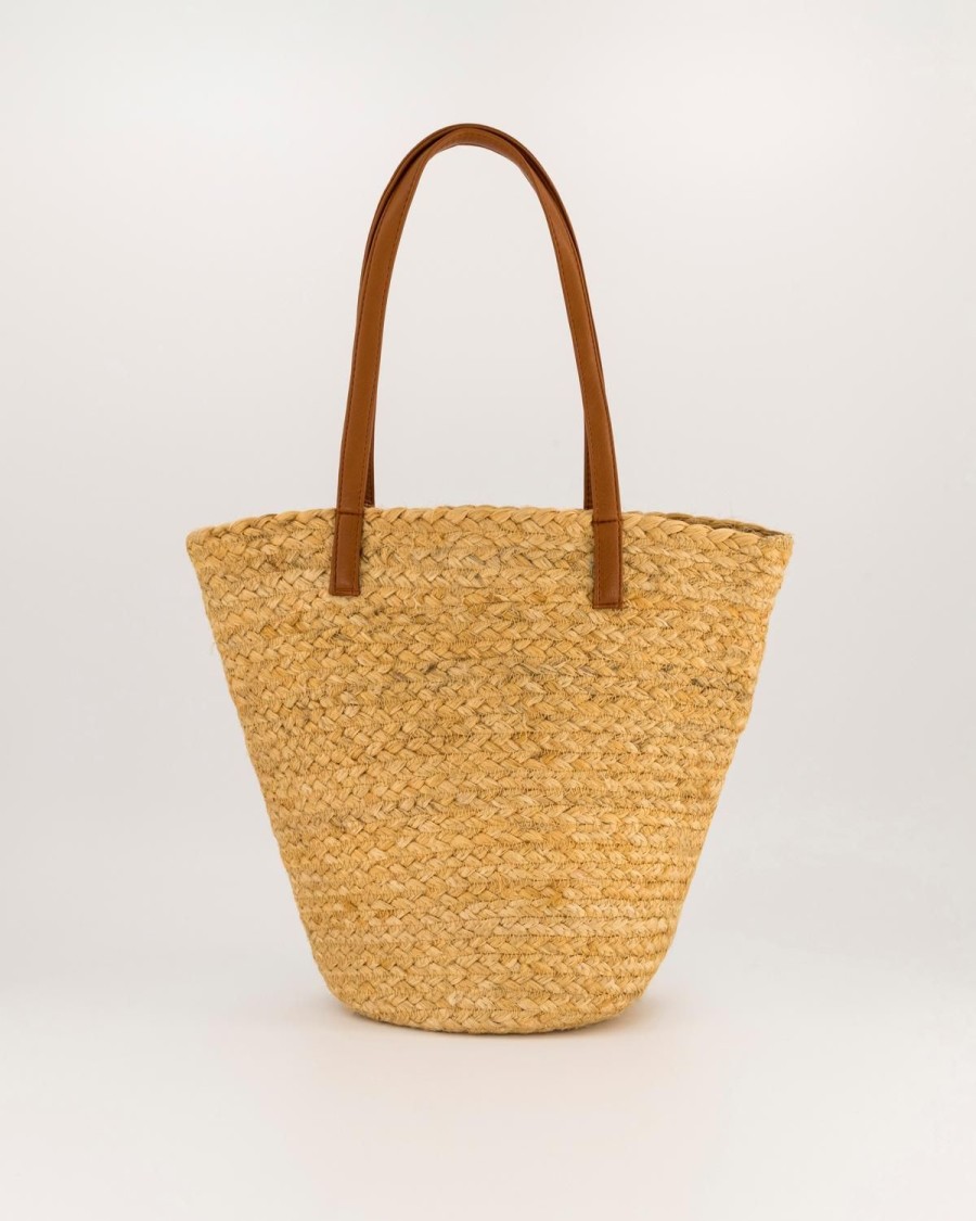 Old Khaki Bags & Purses | Caitlyn Pu Strap Jute Basket Brown