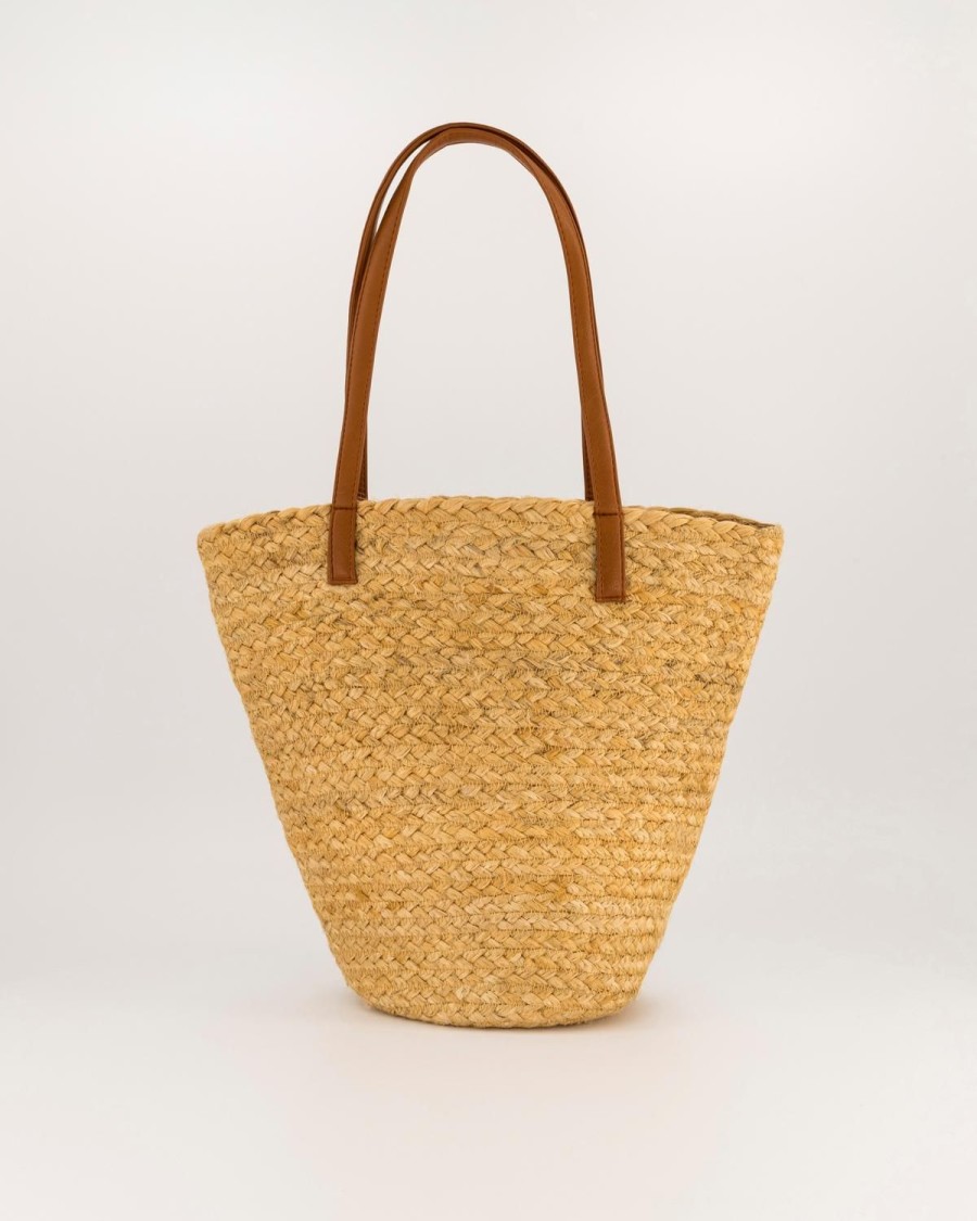 Old Khaki Bags & Purses | Caitlyn Pu Strap Jute Basket Brown