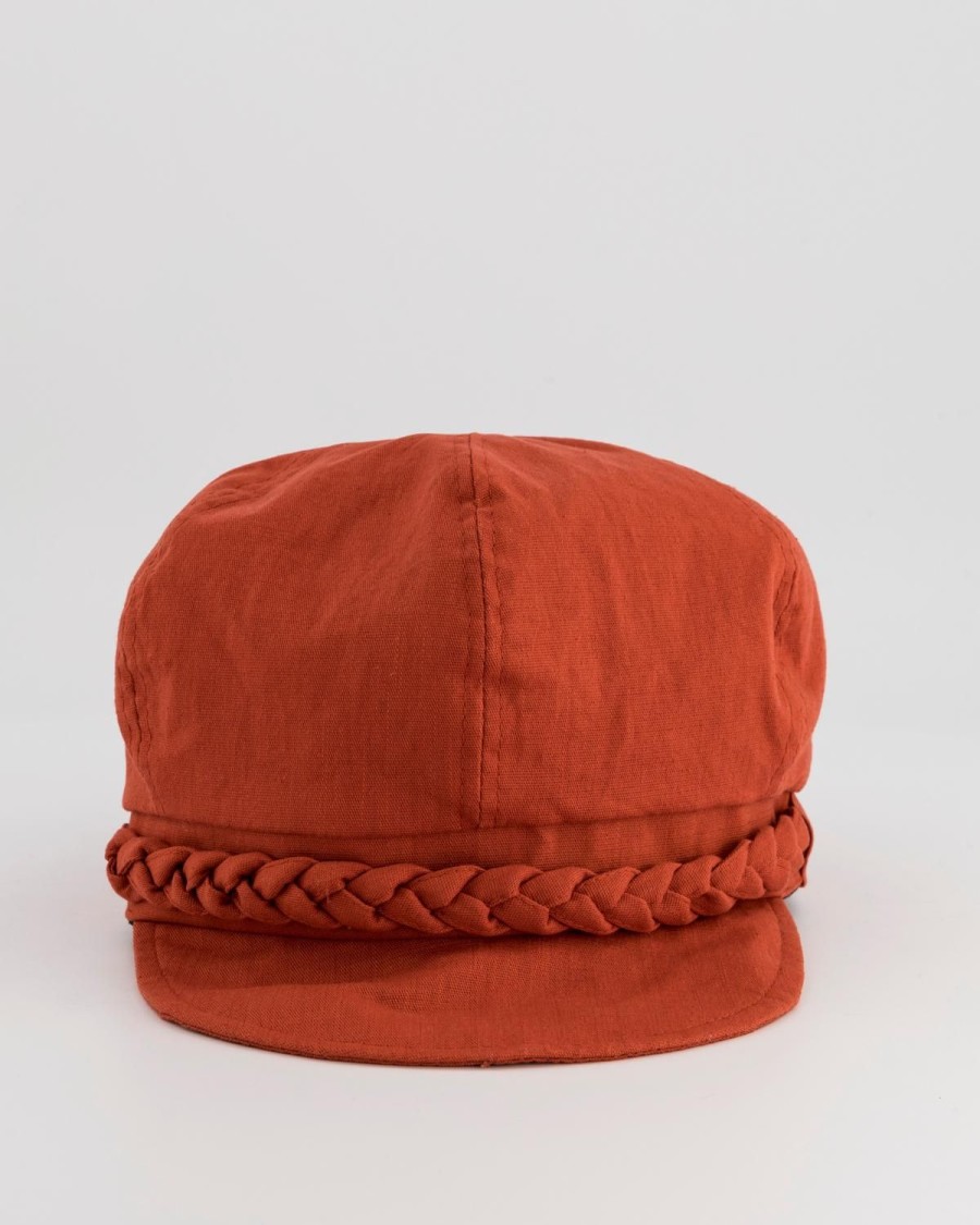 Old Khaki Beanies, Hats & Caps | Tina Braided Baker Boy Hat Rust