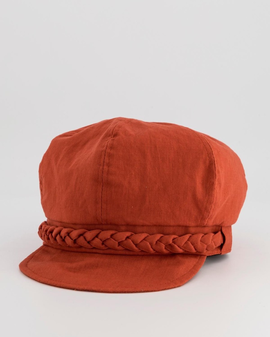 Old Khaki Beanies, Hats & Caps | Tina Braided Baker Boy Hat Rust