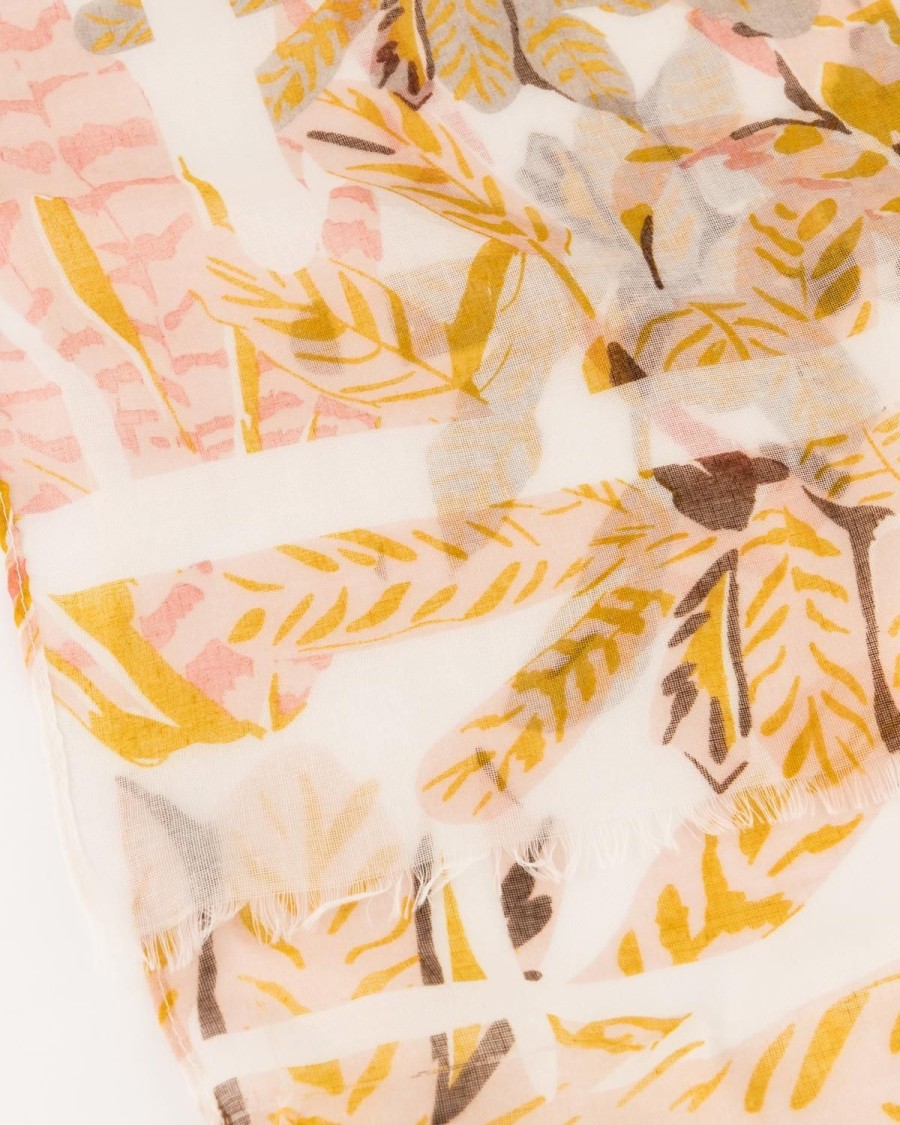 Old Khaki Scarves & Kimonos | Parita Scattered Foliage Print Scarf Milk