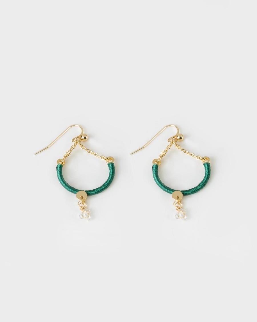 Old Khaki Jewellery | Women'S Thread & Stone Drop Earrings Green