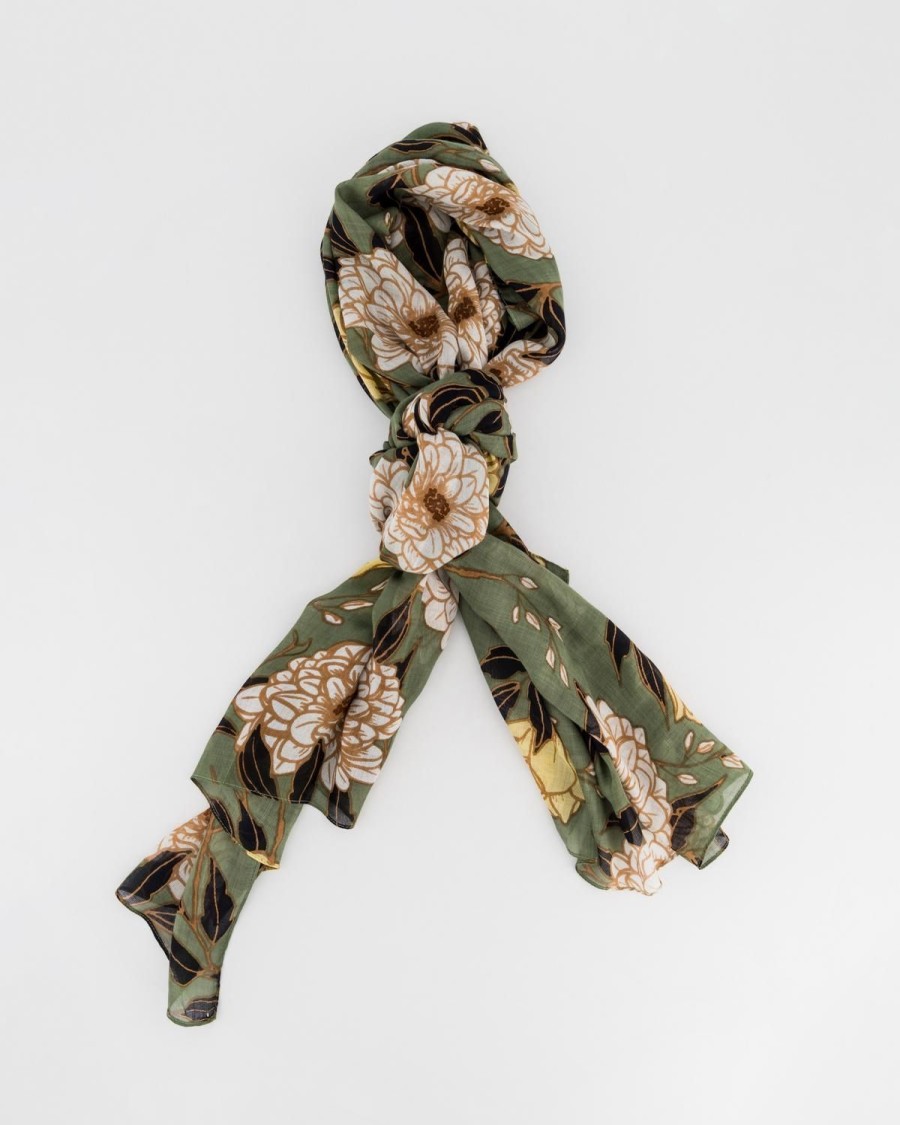 Old Khaki Scarves & Kimonos | Women'S Kalinda Overblown Dahlia Scarf Green