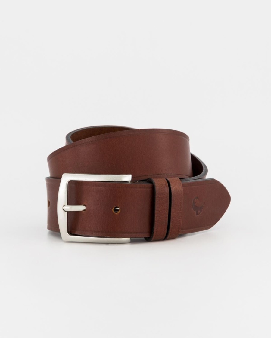 Old Khaki Belts | Men'S Benjamin Rolled Edge Leather Belt Brown