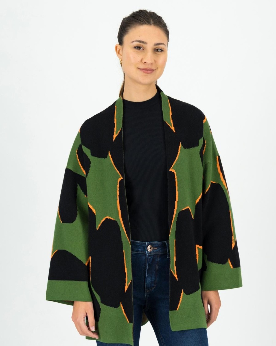 Old Khaki Scarves & Kimonos | Women'S Anee Geo Kimono Green