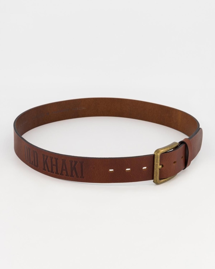 Old Khaki Belts | Echo Logo Branded Leather Belt Brown