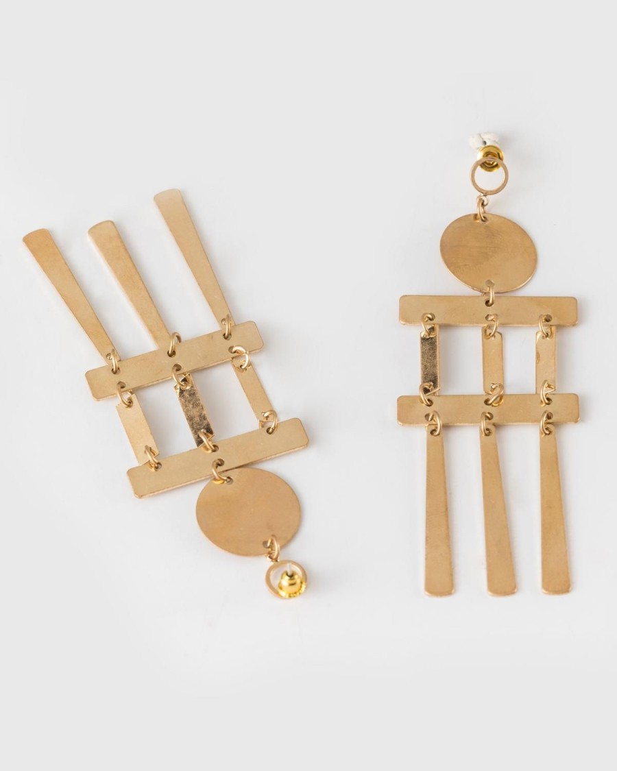 Old Khaki Jewellery | Women'S Tiered Disk Chandelier Earrings Gold