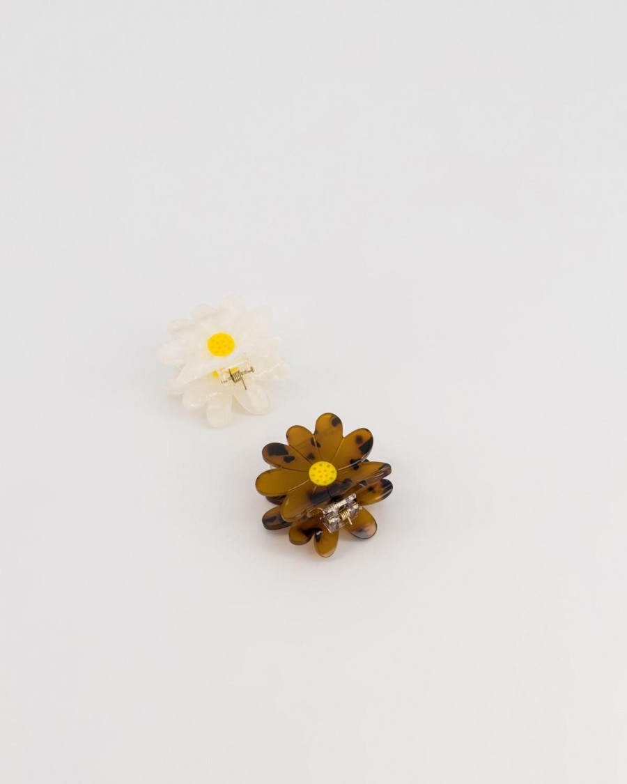 Old Khaki Hair Accessories | Women'S Flower Resin Clips 2-Pack Stone