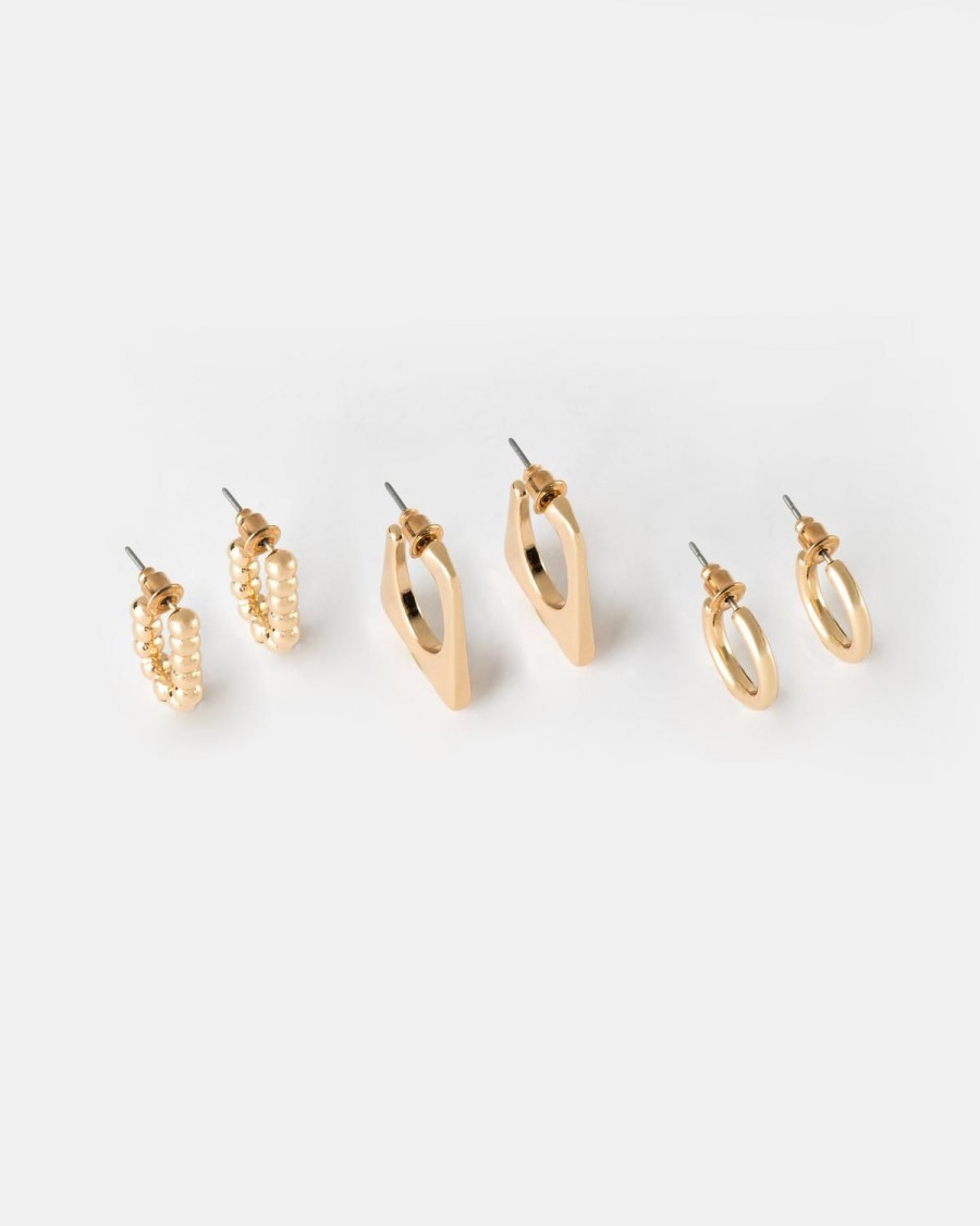 Old Khaki Jewellery | Women'S Hoop Earrings 3-Pack Gold