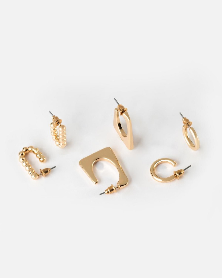 Old Khaki Jewellery | Women'S Hoop Earrings 3-Pack Gold