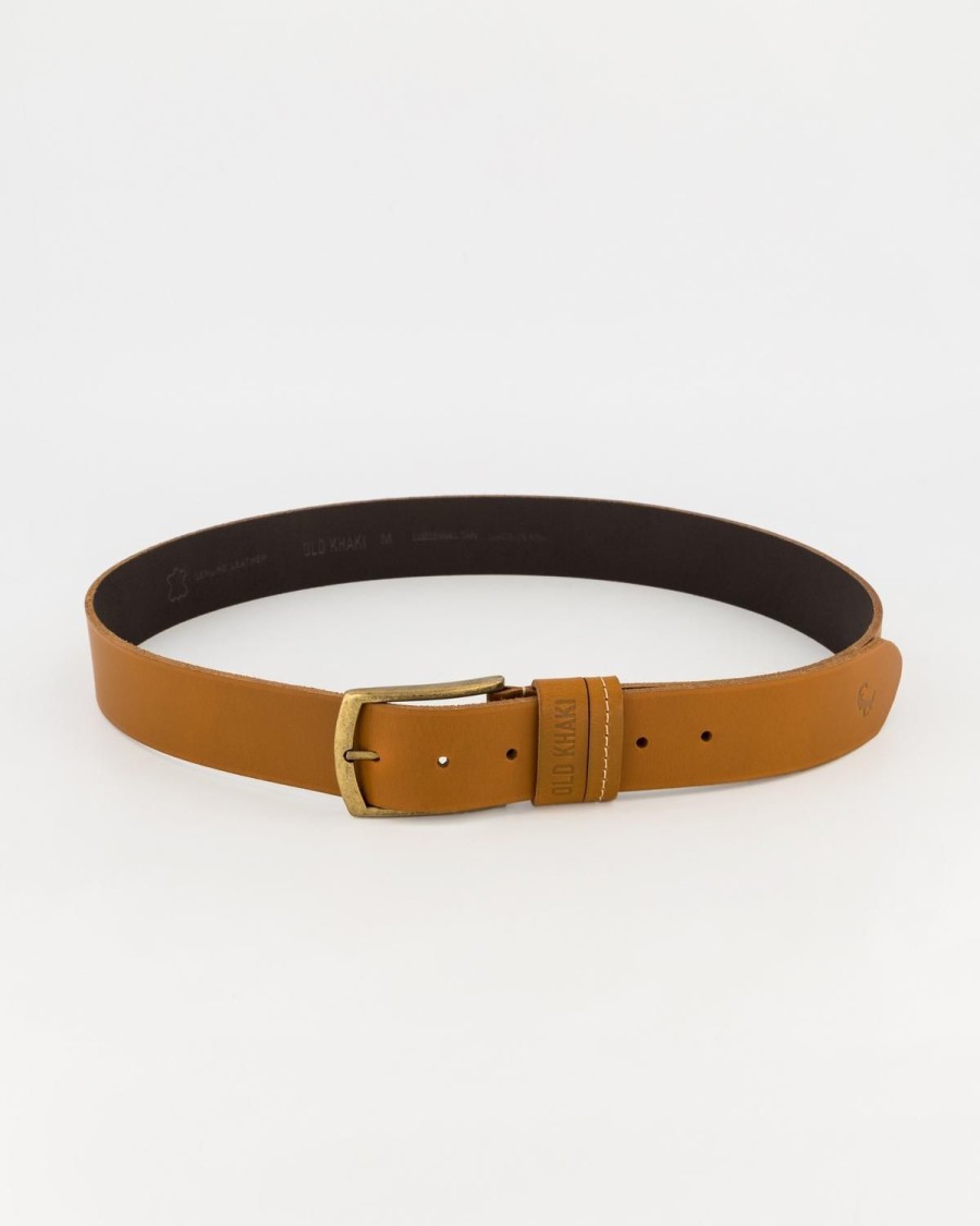 Old Khaki Belts | Cyprus Stud And Loop Detail Leather Belt Tan